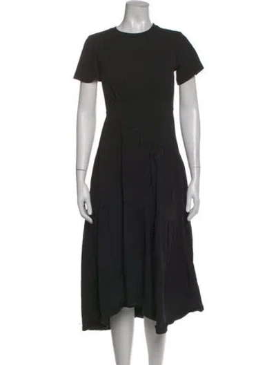 Pre-owned Frame Crew Neck Midi Length Dress In Black