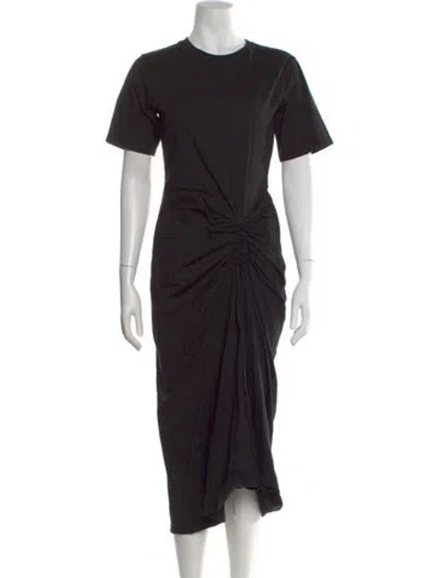 Pre-owned Frame Crew Neck Midi Length Dress In Black