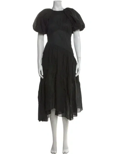 Pre-owned Frame Crew Neck Midi Length Dress In Black