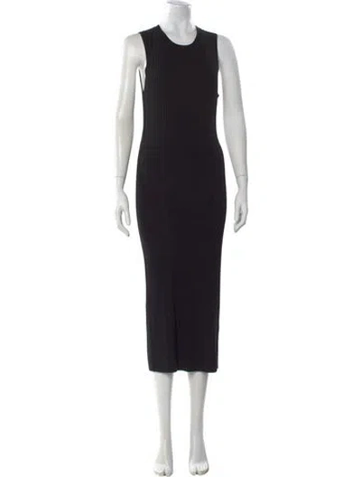 Pre-owned Frame Crew Neck Midi Length Dress In Black