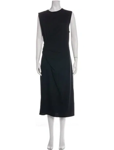 Pre-owned Frame Crew Neck Midi Length Dress In Black