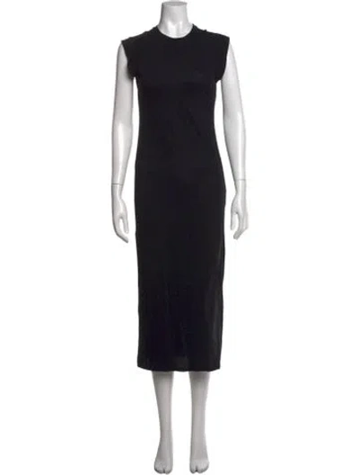 Pre-owned Frame Crew Neck Midi Length Dress In Black