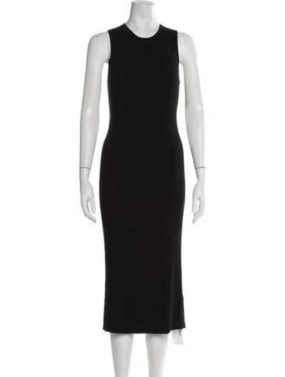 Pre-owned Frame Crew Neck Midi Length Dress In Black