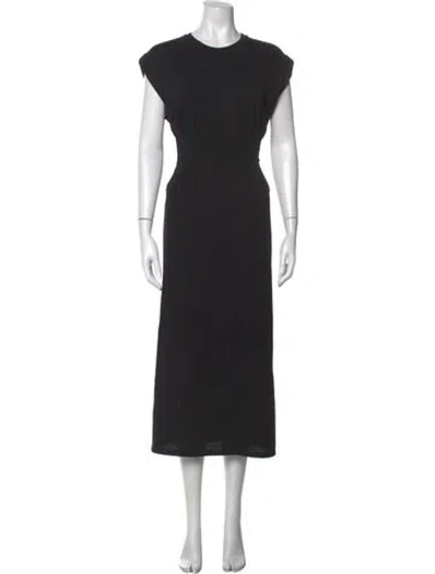 Pre-owned Frame Crew Neck Midi Length Dress In Black