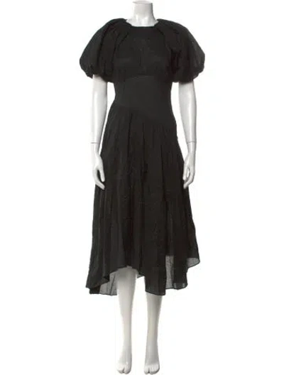 Pre-owned Frame Crew Neck Midi Length Dress In Black