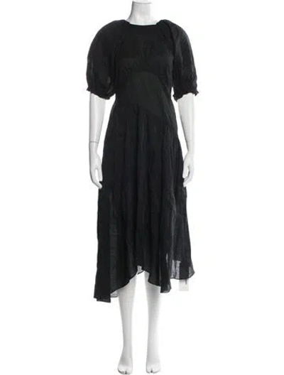 Pre-owned Frame Crew Neck Midi Length Dress In Black