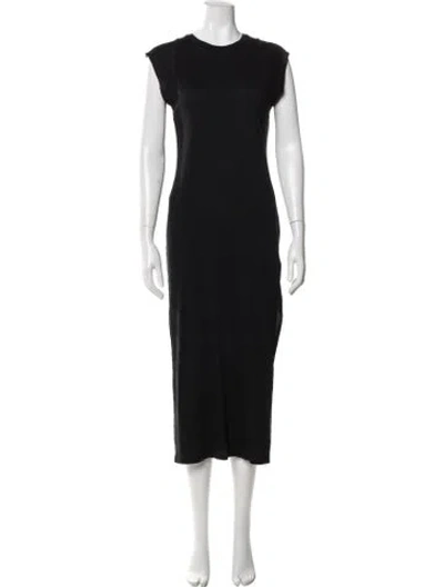 Pre-owned Frame Crew Neck Midi Length Dress In Black