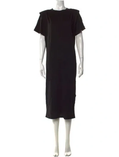 Pre-owned Frame Crew Neck Midi Length Dress In Black