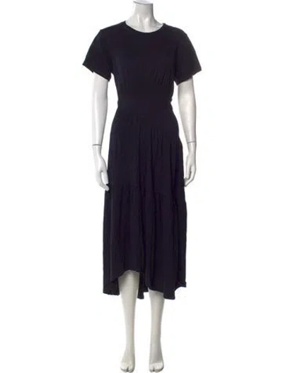 Pre-owned Frame Crew Neck Midi Length Dress In Black