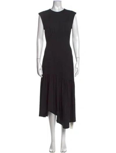 Pre-owned Frame Crew Neck Midi Length Dress In Black