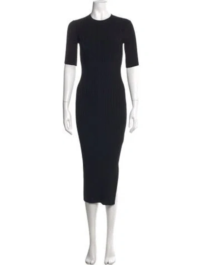 Pre-owned Frame Crew Neck Midi Length Dress In Black