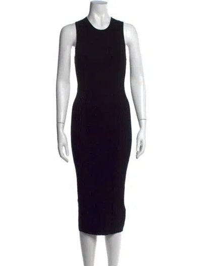Pre-owned Frame Crew Neck Midi Length Dress In Black