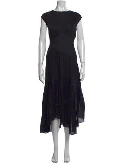 Pre-owned Frame Crew Neck Midi Length Dress In Black