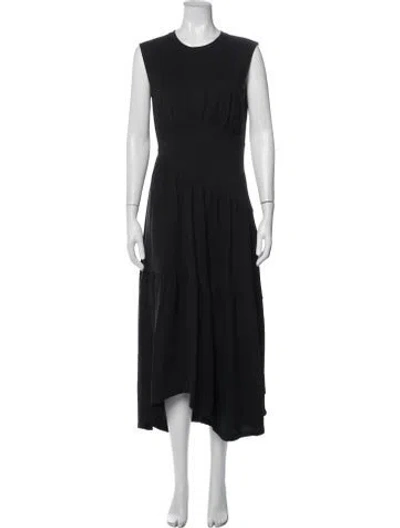 Pre-owned Frame Crew Neck Midi Length Dress In Black