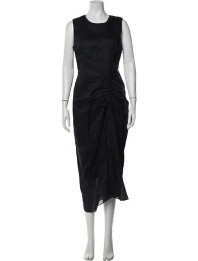 Pre-owned Frame Crew Neck Midi Length Dress In Black