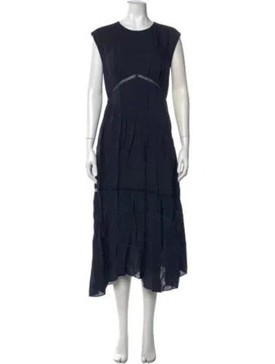 Pre-owned Frame Crew Neck Midi Length Dress In Black