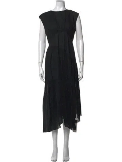 Pre-owned Frame Crew Neck Midi Length Dress In Black