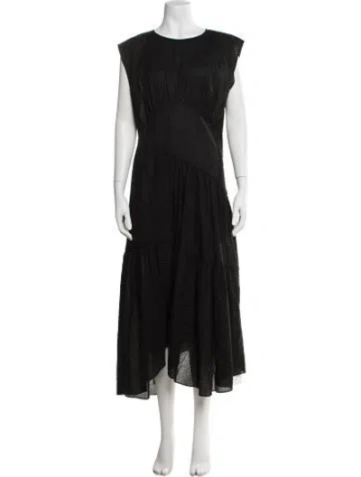 Pre-owned Frame Crew Neck Midi Length Dress In Black
