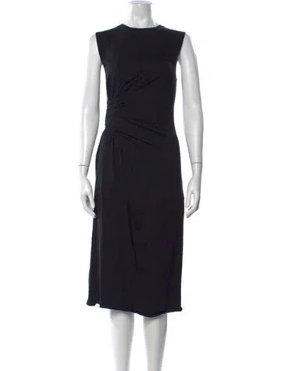 Pre-owned Frame Crew Neck Midi Length Dress In Black