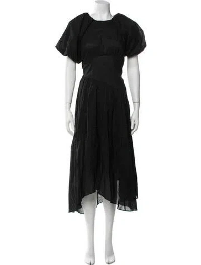 Pre-owned Frame Crew Neck Midi Length Dress In Black