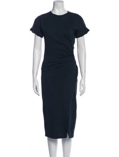 Pre-owned Frame Crew Neck Midi Length Dress In Blue
