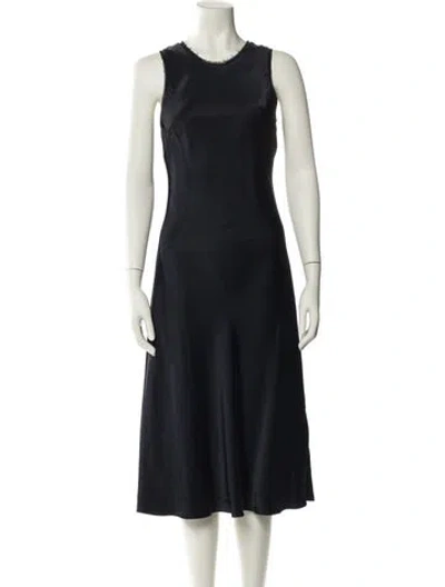 Pre-owned Frame Crew Neck Midi Length Dress In Blue