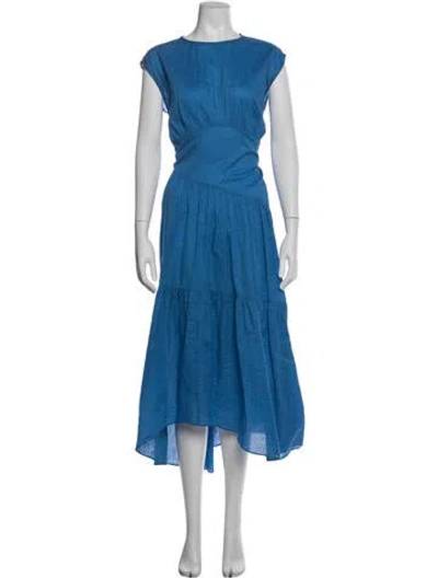 Pre-owned Frame Crew Neck Midi Length Dress In Blue