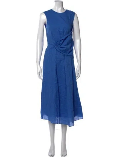 Pre-owned Frame Crew Neck Midi Length Dress In Blue