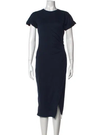 Pre-owned Frame Crew Neck Midi Length Dress In Blue