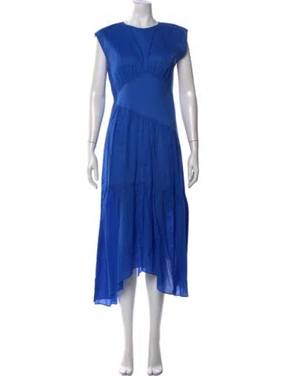 Pre-owned Frame Crew Neck Midi Length Dress In Blue