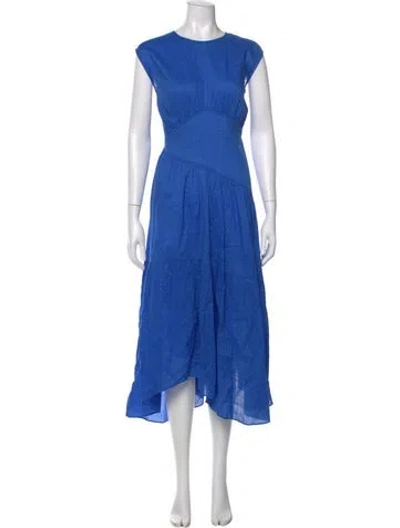 Pre-owned Frame Crew Neck Midi Length Dress In Blue