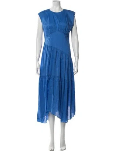 Pre-owned Frame Crew Neck Midi Length Dress In Blue
