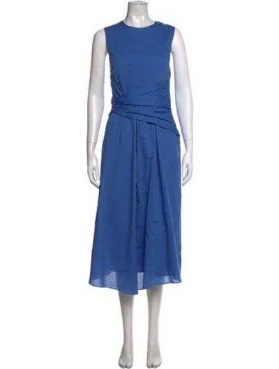 Pre-owned Frame Crew Neck Midi Length Dress In Blue
