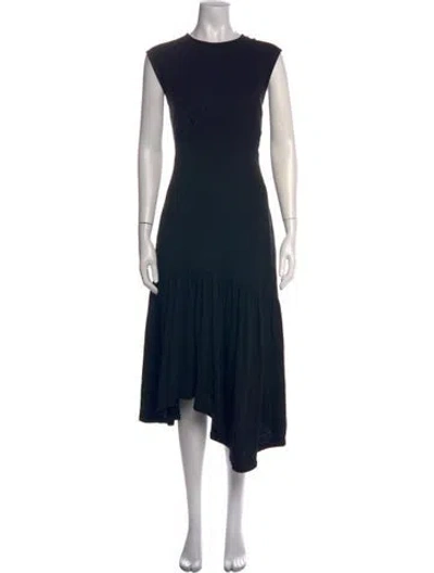 Pre-owned Frame Crew Neck Midi Length Dress In Blue