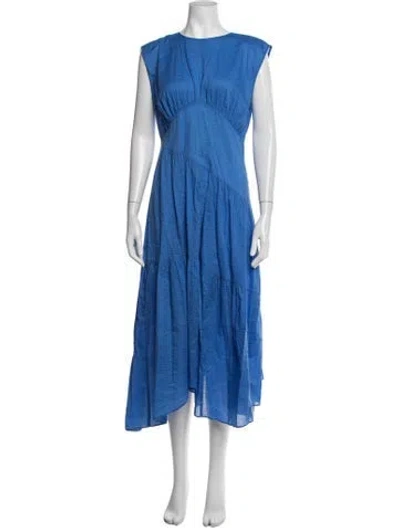 Pre-owned Frame Crew Neck Midi Length Dress In Blue