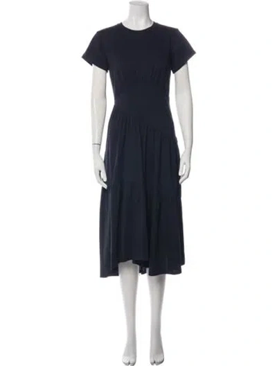 Pre-owned Frame Crew Neck Midi Length Dress In Blue