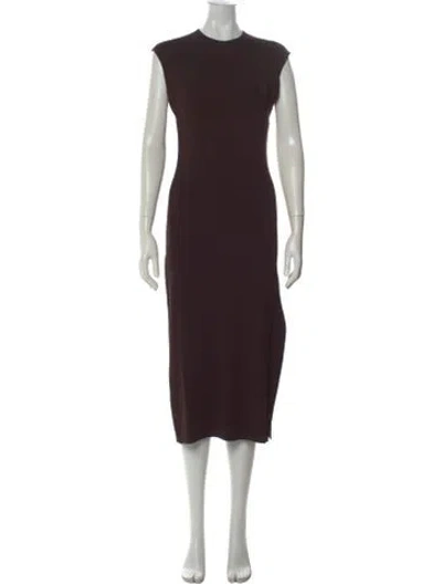 Pre-owned Frame Crew Neck Midi Length Dress In Brown