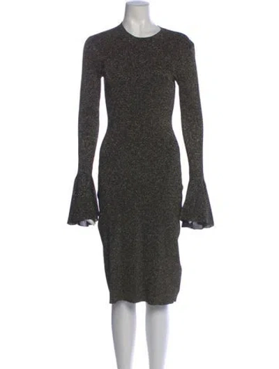 Pre-owned Frame Crew Neck Midi Length Dress In Green