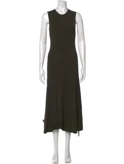 Pre-owned Frame Crew Neck Midi Length Dress In Green