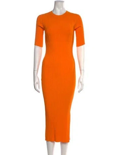 Pre-owned Frame Crew Neck Midi Length Dress In Orange