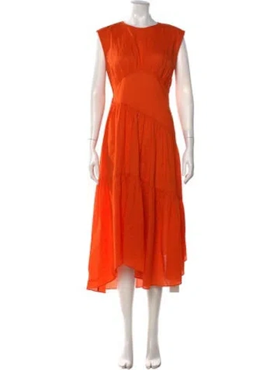 Pre-owned Frame Crew Neck Midi Length Dress In Orange