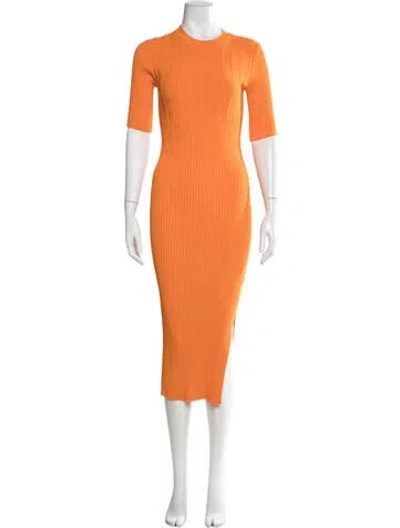 Pre-owned Frame Crew Neck Midi Length Dress In Orange