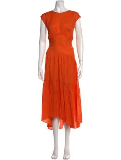 Pre-owned Frame Crew Neck Midi Length Dress In Orange