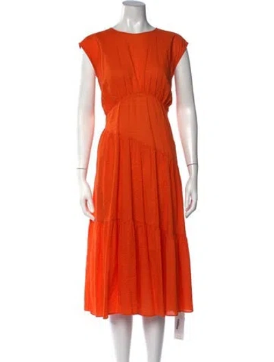 Pre-owned Frame Crew Neck Midi Length Dress In Orange