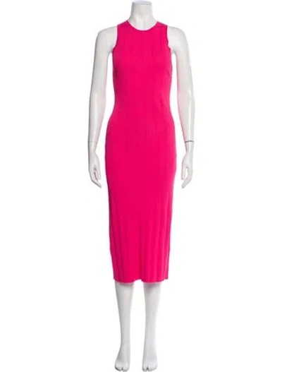 Pre-owned Frame Crew Neck Midi Length Dress In Pink