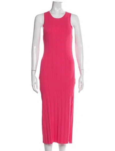 Pre-owned Frame Crew Neck Midi Length Dress In Pink