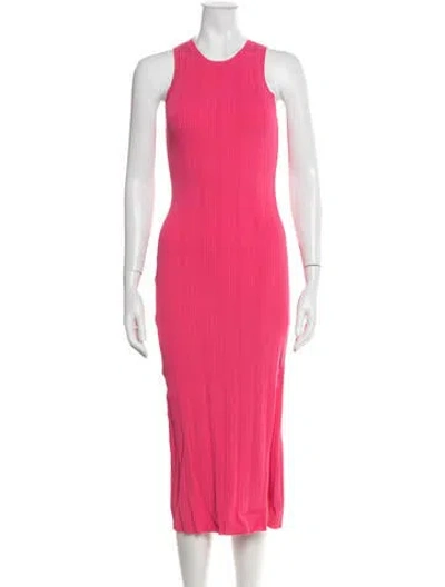 Pre-owned Frame Crew Neck Midi Length Dress In Pink