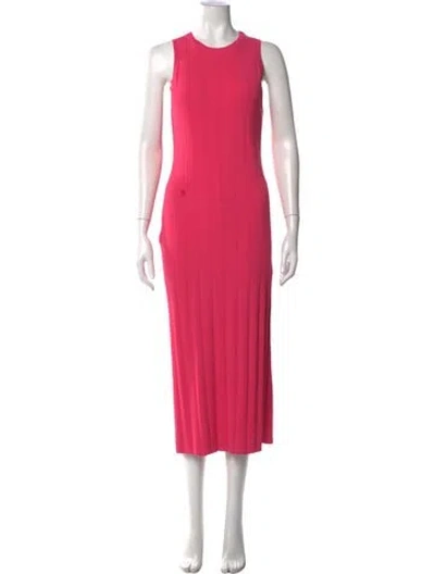 Pre-owned Frame Crew Neck Midi Length Dress In Pink