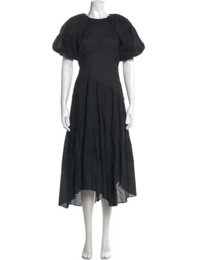 Pre-owned Frame Crew Neck Midi Length Dress W/ Tags In Black