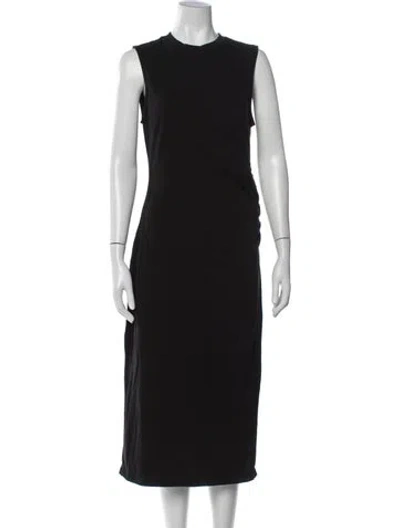 Pre-owned Frame Crew Neck Midi Length Dress W/ Tags In Black
